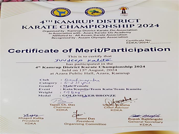 YUVDEEP KALITA  Shines At 4th Kamrup District Karate Championship 2024